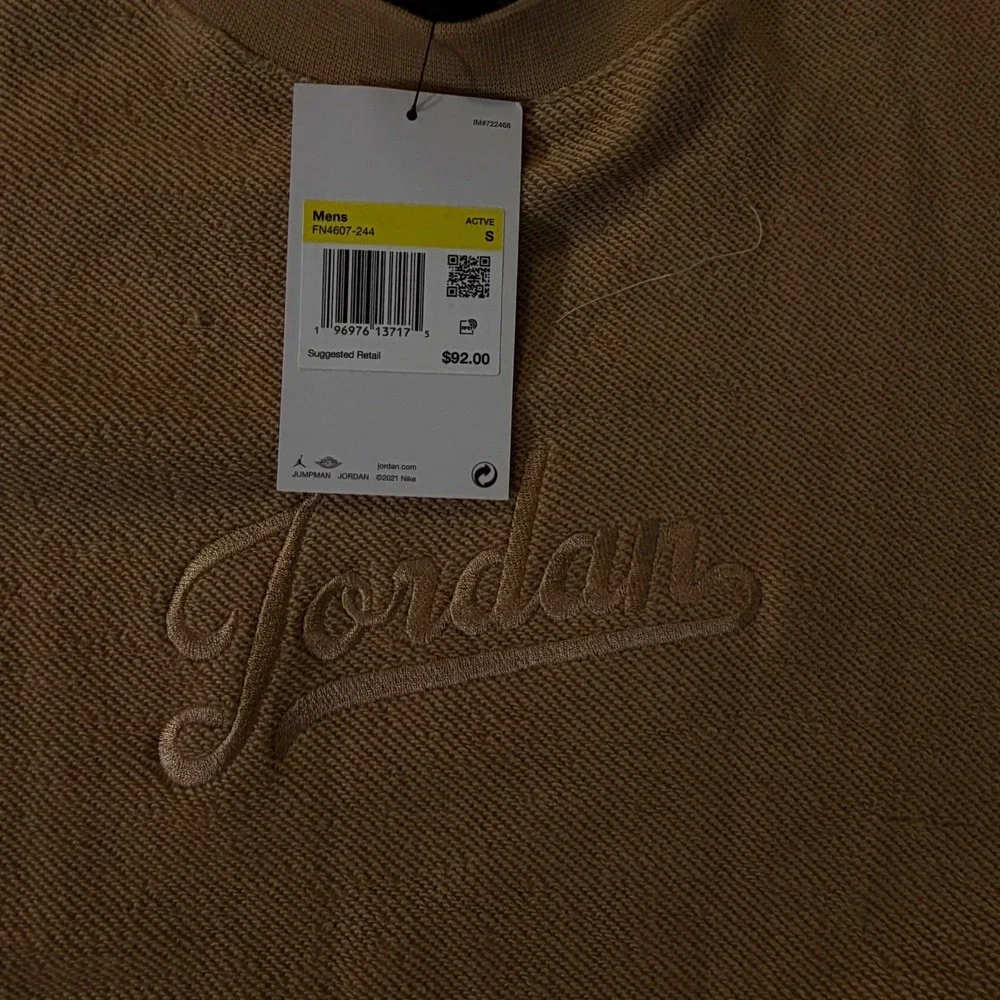 Jordan Essentials Sweatshirt Mens Small Tan Free‎ Jordan Headband NEW FN4607-244
